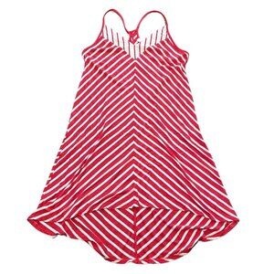 Laila Jayde Red and White Striped Racerback Casual Sun Dress Size XXL